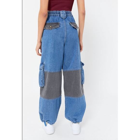 BDG Pants - BDG Urban Outfitters Baggy Cargo Jeans Sz 24 Streetwear Casual Patchwork Pull On
